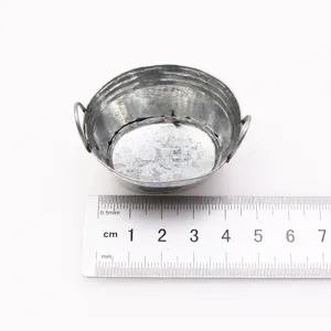 Dollhouse miniature metal bucket laundry tub tinplate succulent planter prop detail display.