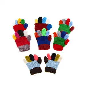 Miniature knitted dollhouse gloves set, colorful tiny wool mittens for tiny scene decoration models.
