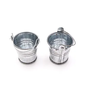 Miniature metal bucket dollhouse accessory succulent flower pot small tin pail toy decor