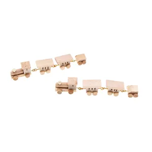 Miniature wooden train dollhouse accessory micro scene decorative photography props model.
