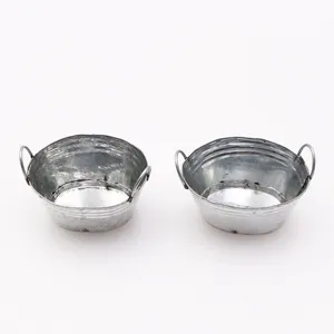 Miniature dollhouse metal washbasin bucket tinplate succulent plant pot doll house toy
