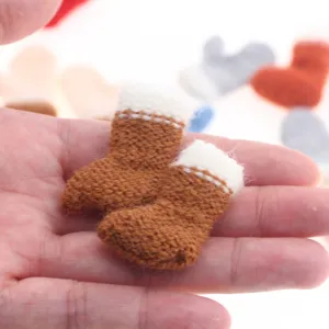 Mini Christmas knitted wool socks tree decoration miniature hanging pendant ornaments craft supplies