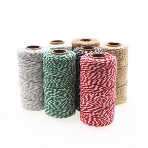 Colorful baker twines, 2mm cotton strings for gift wrapping, crafts and holiday party decoration.