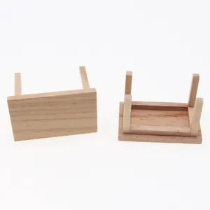 Miniature wooden long table dollhouse furniture micro scene photography props 1:12