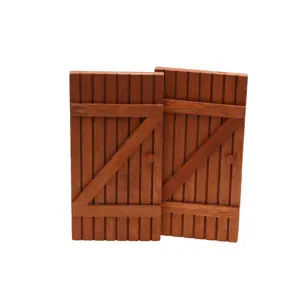 Dollhouse miniature wooden doors, brown DIY model accessories for doll house scene decor.