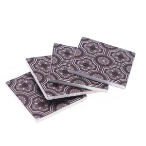 Dollhouse miniature double-sided wooden flooring, square vintage pattern tiles for DIY scene.