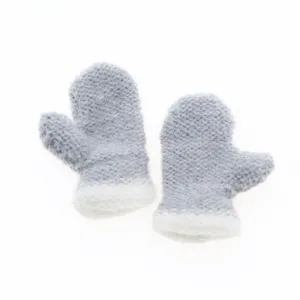Mini knitted wool mittens grey white cute gloves small winter hanging ornament decor