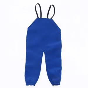 Mini blue overall rain pants detail view, perfect for dollhouse and BJD miniature scene setup.
