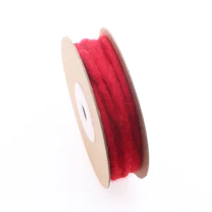 Red wool felt cord detail shot, perfect for DIY crafts, bows, and Christmas tree decoration.
