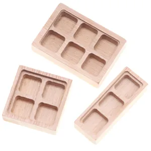 Miniature Bamboo Grid Tray Dollhouse Food Scene Dessert Decoration Props Doll House Miniature Accessories