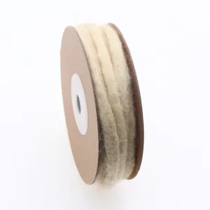 Handmade wool felt rope detail, natural white cord for DIY crafts, home decor & wreaths.