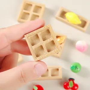 Miniature wooden grid tray detail view, dollhouse micro scene miniature decor prop item