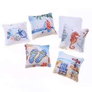 Miniature coussin de plage pour maison de poupée été océan canapé oreiller déco