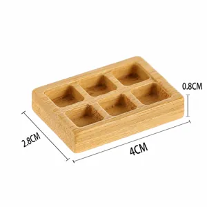 Mini wooden grid tray dollhouse miniature food scene dessert decoration prop model.
