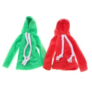 Christmas Elf Doll Hoodie Clothes Cute Plush Hooded Sweatshirt Doll Outfit Accessories Festive Kids Toy Gift