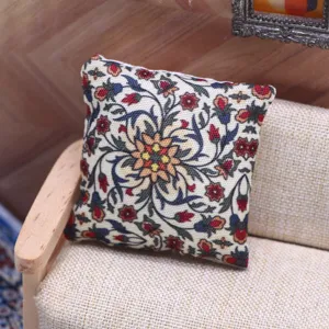 Dollhouse miniature bohemian style decorative throw pillow micro scene sofa cushion.