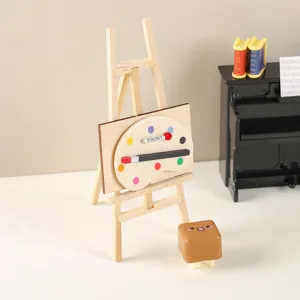 Miniature En Bois Maison De Poupée Chevalet Palette Set Pour Scène De Peinture Micro