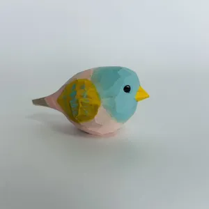 Wooden Bird Figurine Creative Handmade Carved Desk Ornament Cute Animal Home Decor Office Healing Style Gift