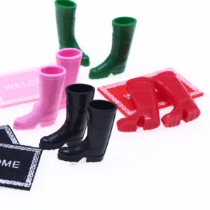 Mini dollhouse rain boots colorful miniature BJD rubber boots doll shoes accessory set