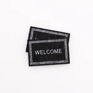 Tapis miniature 1:12 pour maison de poupée, tapis noir non-tissé Welcome pour décoration