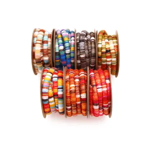 Ethnic style core-spun rope colorful handmade cord spools for pet collars and DIY crafts.