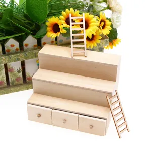 1:12 puppenhaus miniatur holz display ständer puppenmöbel mini süßigkeiten box mit leitern