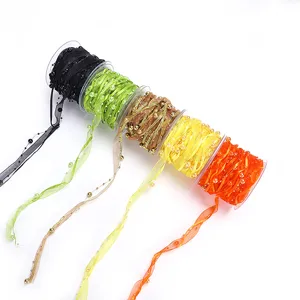 Handmade pearl organza ribbon rolls for gift wrapping, floral bouquet packaging and DIY crafts.