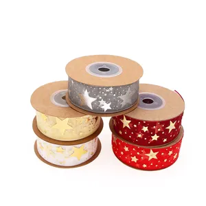 Organza Stern Folie Band 25mm Gold Silber glitzernder Stoff für Geschenk Weihnachten Deko
