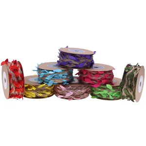 Colorful leaf jute twine ribbon rolls for DIY crafts, floral wrapping, and garden decoration.