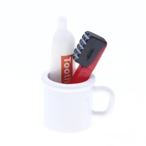 Miniature maison de poupée brosse à dents tasse ensemble salle de bain décor accessoire détail