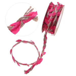 Pink leaf braided burlap twine ribbon for handmade craft DIY floral packaging decoration roll