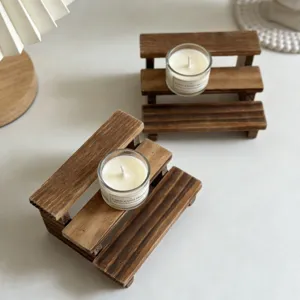 Mini wooden tiered display stand, miniature stair shelf for dollhouse decoration and crafts.