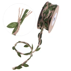 Artificial leaf ribbon burlap jute twine roll for craft DIY floral wrapping decor 5m