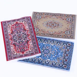 Miniature dollhouse Turkish carpet micro scene decoration 17x10cm retro woven rug mat