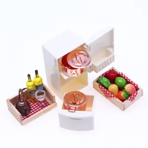 Dollhouse miniature kitchen soup pot set model accessories for doll house decoration setup