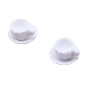 Set de taza y platillo de cerámica miniatura para casa de muñecas modelo escena
