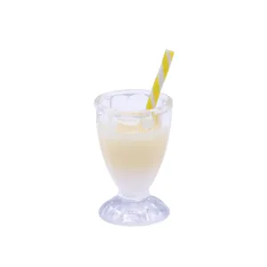 Tasse de boisson miniature pour maison de poupée, gobelet en plastique transparent avec paille