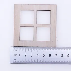 Miniatura cornice finestra in legno grezzo non dipinto casa bambole dettaglio