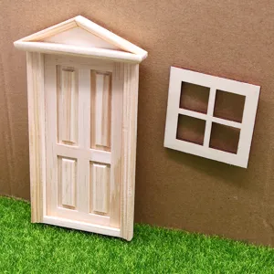 Set di porte e finestre per casa delle bambole in legno, accessori decorativi fai da te.