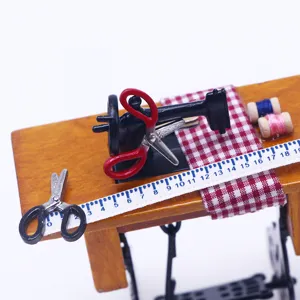 Dollhouse miniature sewing machine model miniature scissors tape measure dollhouse accessories