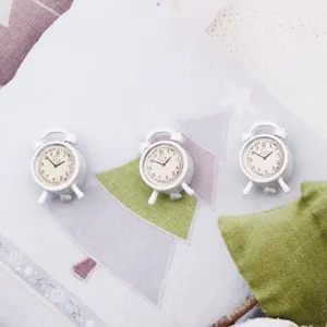 Miniature Alloy Alarm Clock Dollhouse Miniature Furniture Model Doll Photography Props Micro Landscape Desktop Ornament