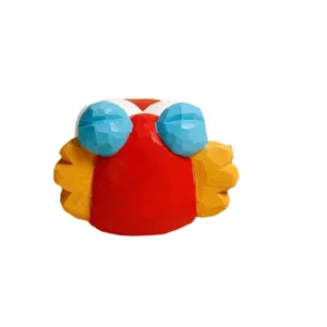 Wooden carved desk toy decompression ornament cartoon figurine for office home table decor