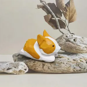Handmade wooden carved animal figurine desktop decoration creative cute pet ornament gift