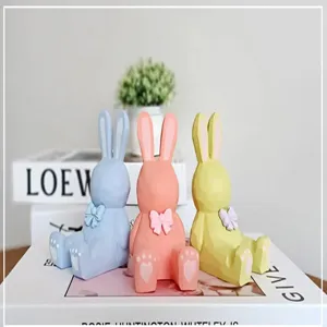 Mignon lapin support de téléphone bureau ornement résine animal figurine cadeau créatif