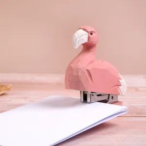 Creative Wooden Animal Stapler Cute Cartoon Desktop Stapling Machine Portable School Office Supplies Stationery Gift