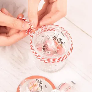 Two-color cotton twine for gift wrapping, 2mm red and white decorative string for crafts.