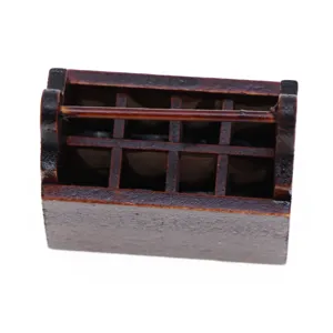Miniature wooden coffee toolbox dollhouse accessory mini tool storage box props for sale