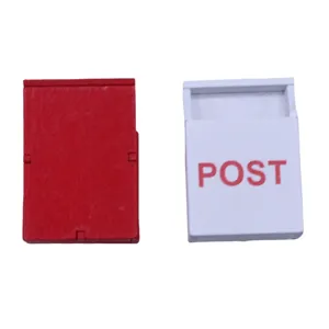1:12 Maison de Poupée Miniature Rouge Blanc Boîte aux Lettres Bois Modèle pour Décor