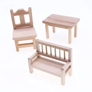 Miniatur Holz Puppenhaus Möbel Set Tisch Stuhl Modell für DIY Handwerk Zubehör.