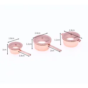 Set de 3 mini casseroles en métal pour maison de poupée accessoires de cuisine déco